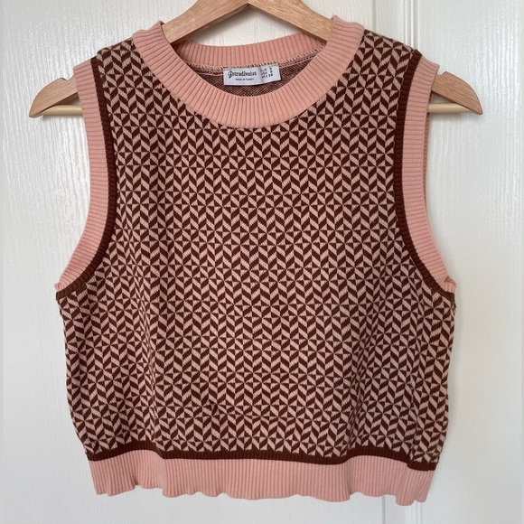 Stradivarius Pink & Brown Sweater Vest - Picture 1 of 3